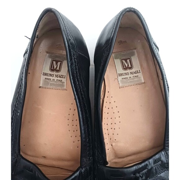 Bruno Magli Blk Leather Lizard Vamp Kiltie Loafer Made in Italy Sz 9.5 main image 4